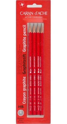 Набор карандашей Caran d'Ache Edelweiss красный HB, 4 шт.