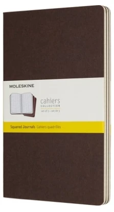 Записная книжка Moleskine «Cahier» , Large, в клетку, коричневая