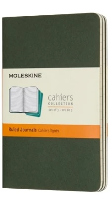 Записная книжка Moleskine «Cahier» , Pocket, в линейку, зеленая